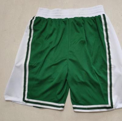 China Boston Antibacterial Green 75th Birthday Best Quality Stitched Basketball Shorts for sale