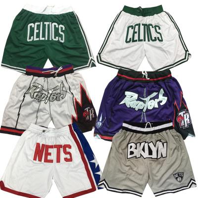 China New Fair Men's Embroidery Mesh Sports Wear Houston York Raptor Don Pocket Net Basketball Shorts Hip Hop Wholesale Antibacterial for sale