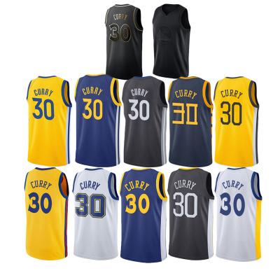 China New Antibacterial Wholesale Price Embroidered Men's #30 Stephen Curry Basketball Jersey Black Short Sleeves for sale