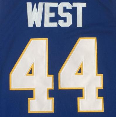 China Best Quality Quilted Jersey Customized Jerry West #44 Antibacterial for sale