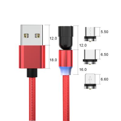 China MP3/MP4 Player 540 Magnetic USB Cable Rotating Micro Type C USB Fast Charging 3 2.4A In 1 Charging 540 Magnetic Cable For Phone for sale