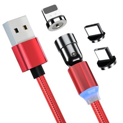 China Multi Function Magnetic Cable 360 ​​Charging Cable 360 ​​Rotation 180 3 In 1 Magnetic Phone USB Charger Cable Compatible With IOS Micro USB C 1M 2M for sale