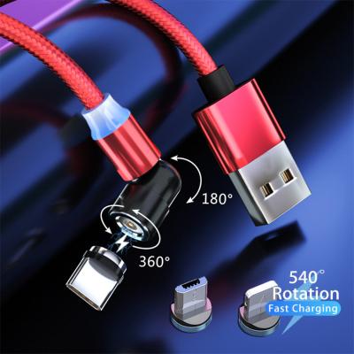 China New Type-C micro fast charging 1m 2m 8pin 2.4A magnet usb data cable multi function magnetic cable 3 IN 1 540 rotation magnetic charging cable for sale