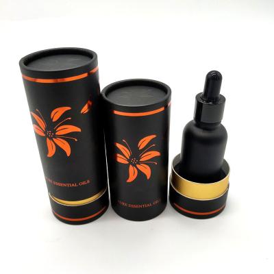 China Recyclable Size Tube Packaging 30ml 50ml Bottle Cardboard Paper Tube Customized Black Paper Packaging for sale