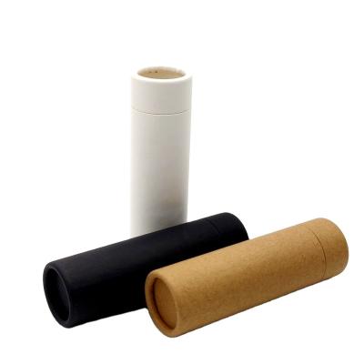 China 2oz/60g Round Biodegradable Kraft Paper Eco Biodegradable Cardboard Lift Up Deodorant Stick Containers Tube Paper Packaging For Lip Balm for sale