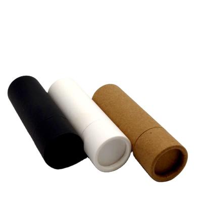 China 0.3oz/7g Brown RTS Biodegradable Eco-Friendly White Black Paper Lift Up Lip Balm Paper Tube Packaging For Lipstick Deodorant Stick for sale