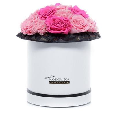 China Popular Design Recyclable Roses Gift Sets Cardboard Boxes For Flowers With Ribbon Velvet Luxury Round Flower Hat Box For Flower for sale