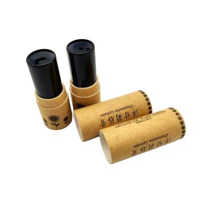 China Eco-Friendly Recyclable Custom Logo Paper Cardboard Lip Balm Tubes Empty Round Cylinder Lipstick Packaging Paper Tube Lip Balm for sale