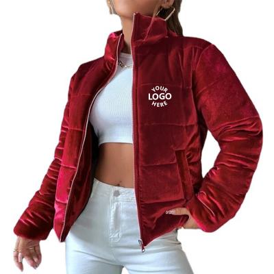 China Custom Logo Women's Striper Jacket Waterproof Wholesale Velvet Bubble Jackets Warm Winter Coats for sale