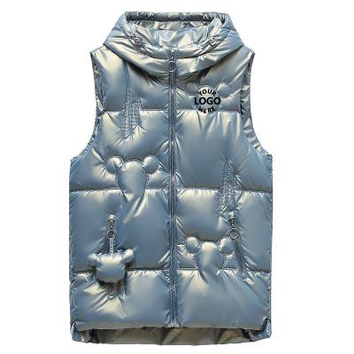 China Wholesale Custom Waterproof Shiny Jacket Women's Sleeveless Stripper Jacket With Hood Lightweight Bubble Vest for sale