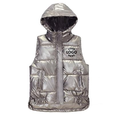 China Waterproof Custom Shiny Women's Stripper Jacket Outdoor Vest Lightweight Bubble Sleeveless Jackets for sale