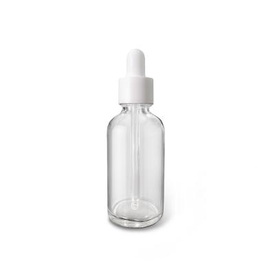 China 50ml Eco-friendly Essential Oil Clear Glass Dropper Bottle With Intellectual For Cosmetic Glass Packaging for sale