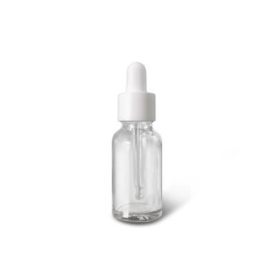 China Eco-friendly 20ml clear glass bottle with dropper for essential oil or serum for skin care cosmetic packaging for sale