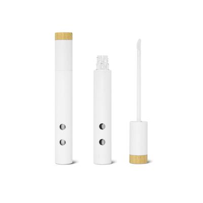 China Compostable + Recycled Customized Empty White Unique Refillable Lip Gloss Tube With Brush PLA Sustainable Compostable Cosmetic Packaging for sale