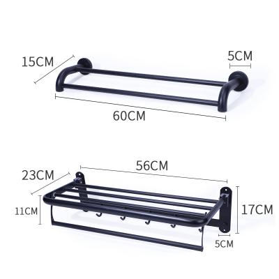 China New Fashion Bathroom Storage Rack Kitchen Wall Mounted Towel Rod Bar Folding Towel Stand Stainless Steel Towel Rack for sale