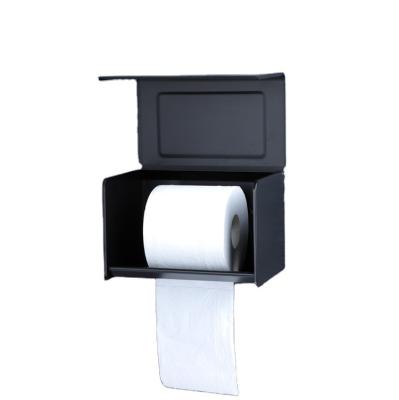 China Modern High Quality Bathroom Hand Towel Roll Holder Wall Mounted Self Adhesive Black Paper Dispenser for sale