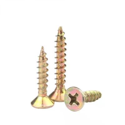 China China Wholesale Steel Self Tapping Chipboard Screw C1022 Yellow Galvanized Chipboard Screw for sale