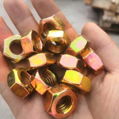 China Heavy Industry China Factory Supply Yellow Zinc Heavy Hex Nut With Fine Thread Coarse Thread DIN 934 for sale