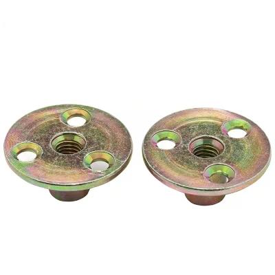 China High quality thickened stainless steel m6m8m10 disc galvanized lock nut t-type lock nut three hole furniture pairs splint for sale