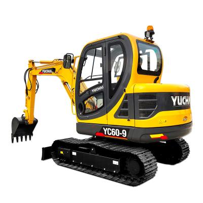 China Chinese building material stores hot selling in Finland construction machinery equipment Yuchai YC60-9 6.5 ton mini excavator for gas supply for sale