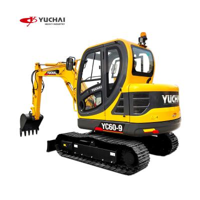 China Chinese Building Material Stores Yuchai YC60-9 Hot Selling In Sweden Construction Machinery Equipment 5.7 Ton Mini Excavator For Gas Supply for sale