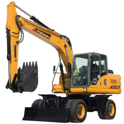 China Garment Shops Yuchai Wheel Excavator 7-9 Ton 0.23cbm Bucket Capacity 2021 7-9t Working Weight NEW for sale