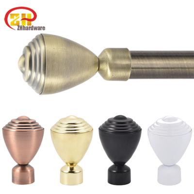 China Good Quality Decorative Home Window Decor Aluminum Curtain Rods Pipe Accessories Iron Double Curtain Poles Luxury Finials for sale