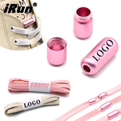 China Shoe Buckle Irun Pink Assorted 5mm Flated No Tie Sneaker Laces Custom Paper Rolling No Tie Srews Capsule Laces Lock for sale