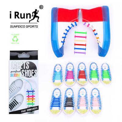 China Irun Flat Customized No Tie Colorful Flat Elastic Silicone Laces Laces Customized With Box Custom Package for sale