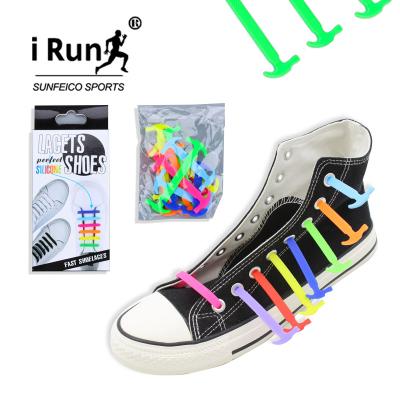 China Irun New Design 2021Sport Flat Lace No Tie Silicone Shoe Laces Custom Logo Package For Kids And Adults for sale