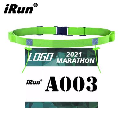 China Irun Green Duathlon Event Marathon Running Number Running Belt Logo Recycled Belt Package Runner Custom Number Belt 25mm*920mm for sale