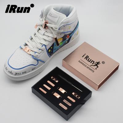 China Accept Irun Custom Hot Design Style Luxury Leather Laces Gold Metal Lock Laces Shiny Lock Metal Lace for sale