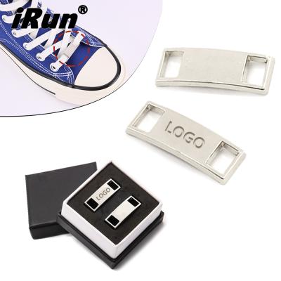 China Eco-froendly; No Logo Shoe Lace Charm Ribbon AF1 Sneaker Fading Custom Charms Recycled Boxes Package Logo Custom Color Irun Metal Lace Charm for sale