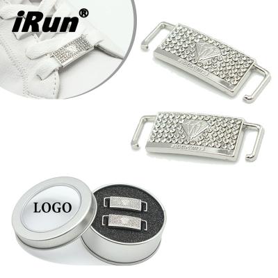 China Eco-froendly; Color Irun Fading Lace Charms Decoration Engraving Custom Rhinestone Logo Tin Boxes Packaging Buckle Shoelaces Custom Slogon Shape Dubrae for sale