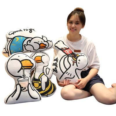 China Creative Anti-static Home Kids Cute Animal Printed Pillow Special Shaped Duck Shaped Plush Toy Pillow Case for sale