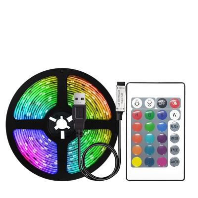 China Residential SMD 5050 LED Strips Light RGB Infrared Controller/BT App DC 5V Ribbon Lamp Diode Flexible Remote Backlight For TV PC Decoration for sale