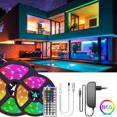 China Flexible 5M 10m 15M 20M LED Strip 5050 IP65 RGB Diode LED Strip Strip Light DC 12V RGB Diode 44key IR Flexible Controller Adapter Adapter for sale