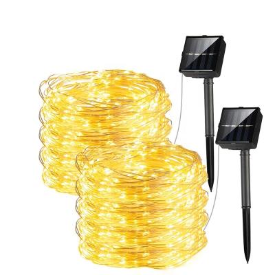 China 10m Residential Outdoor Waterproof Light String 100 Led Dual Modes Christmas Halloween Solar Led String Lights For Holiday Decoration for sale