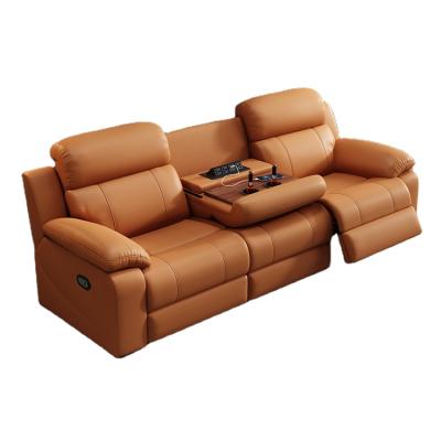 China Home theater extendable electric leather living room sofa motion waist sofa multifunctional three-person combination for sale