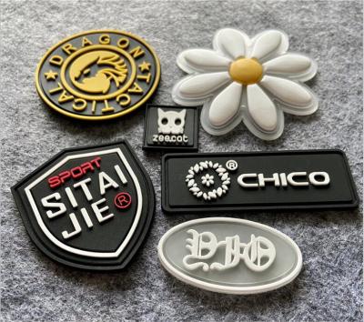 China Sustainable New Fashion Design Custom Soft 3D Rubber Patches PVC Badge Iron On Sew On For Apparel for sale