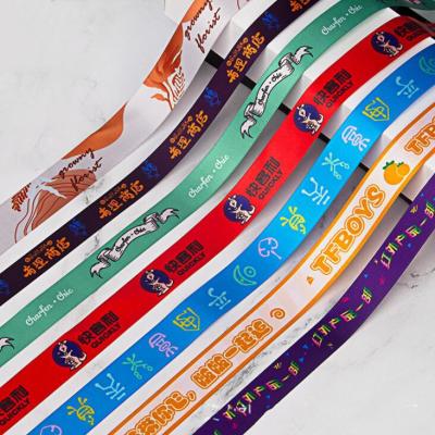 China Hot Sales 25mm Hot White Polyester Cotton Sateen Ribbon 8mm With My Logo Printed On The Ribbon for sale