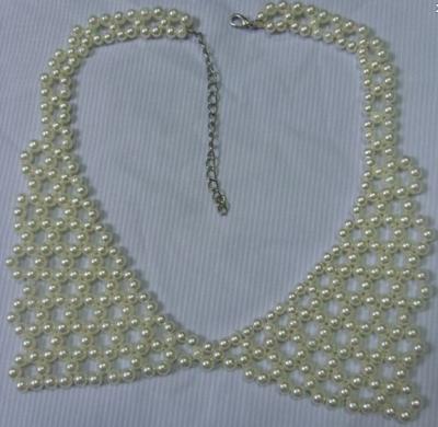 China Manual neckline Champagne Pearls Embellished Removable Fake Beading Collar for sale