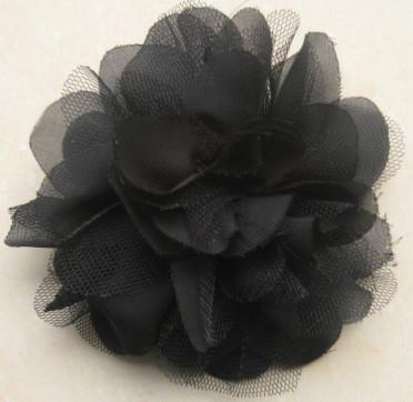 China Black artificial chiffon and mesh artificial flower corsage with pin for sale