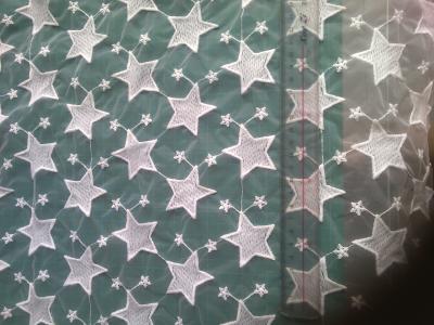 China Pentagram Qmilch organza embroidered Lace Fabric , star lace fabric for sale