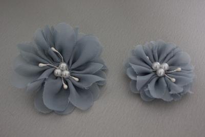 China Gray Artificial Flower Corsage , Fabric Flower Corsages ECO-friendly Woven for sale