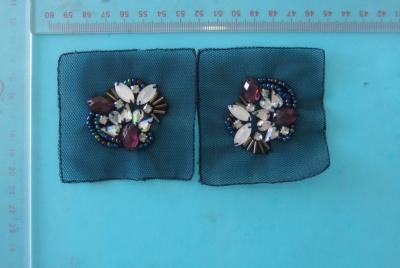 China Black Double Flowers Fashional Handmade Beaded Trims OEM / ODM for sale