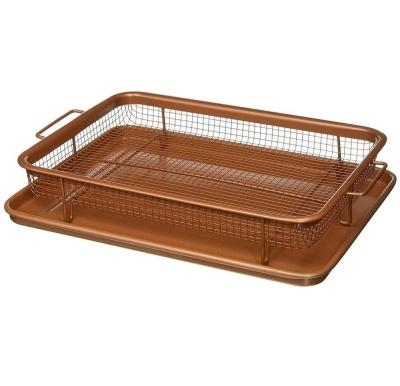 China Sustainable Steel Non-Stick Copper Crisper Tray Amazon Basket Hot Frying for sale