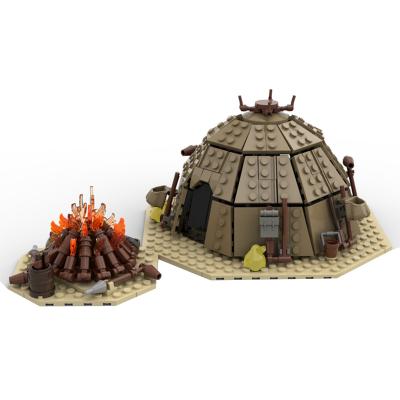 China Building Toy Space War MOC Tusken Urtya Tent Campfire Building Block Kit For Tatooine Desert Planet Sand People Huts Brick DIY Model Child Toy for sale