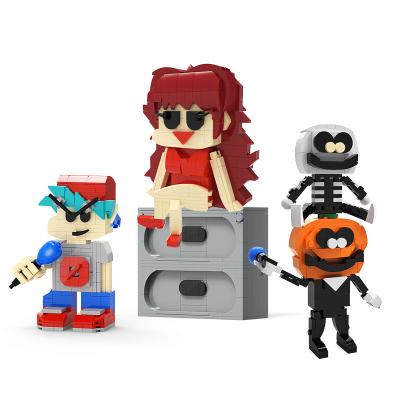 China Building Toy Moc Anime Figure Friday Night Funkin Building Block Set Game Character Singer Toy Ghost Pumpkin Doll Halloween Gift Toys For Kid for sale