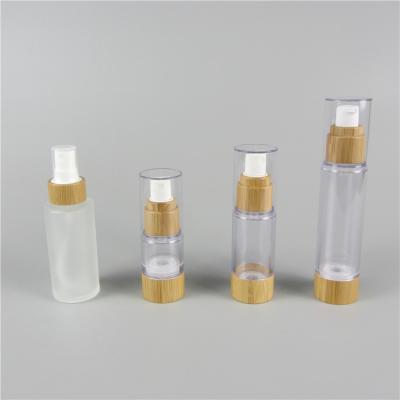 China 15ml 30ml 50ml pp bamboo cosmetic bottles eco-friendly non-toxic plastic airless skin care personal care pump bottles for sale